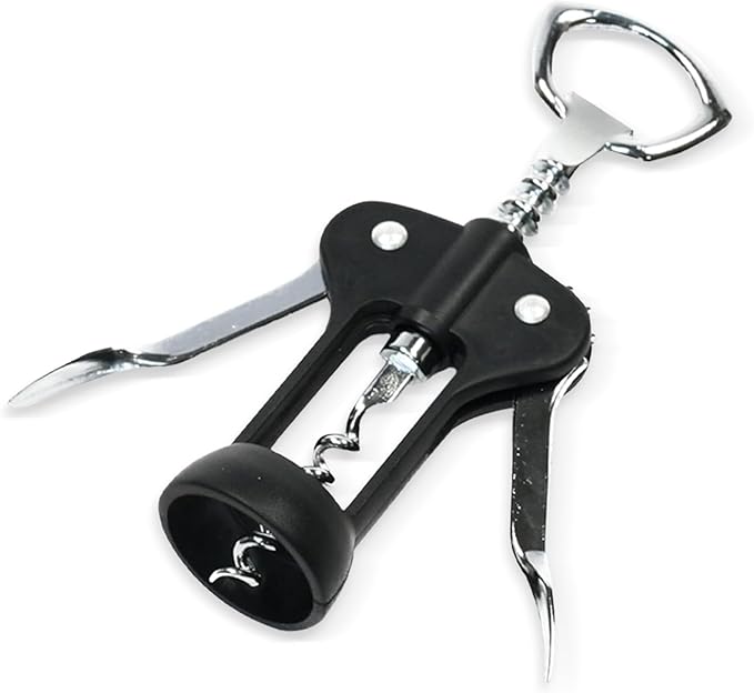Chef Craft Select Metal Winged Corkscrew, 6.5 inch, Black and Chrome