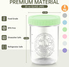 Miuyhji Overnight Oats Containers with Lids, 6-Pack Glass Mason Jars 16 oz with Lids Wide Mouth, Reusable Food Storage Containers for Snack, Chia Pudding, Yogurt, Meal Prep, Salad