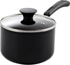 Cook N Home Nonstick Sauce Pan with Glass Lid 3-Qt, Multi-purpose Pot Saucepan Kitchenware, Black, Aluminum