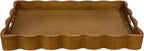 JUIOETURPine Wood Decorative Tray with Handle Rectangular Wooden Serving Tray for Breakfast in Bed,Coffee Table,Dining Table,or Kitchen - Perfect for Living Room,Bedroom,and Entryway Decor (Brown)