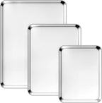 Ohtomber Stainless Steel Baking Sheet Pan Set, 3 Pack Cookie Sheets for Baking, Heavy Duty Stainless Steel Cookware Set, Oven Cookie Tray for Roasting, 9/12/16 Inch
