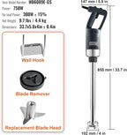 VEVOR Commercial Immersion Blender, 750W 20" Heavy Duty Hand Mixer, Variable Speed Kitchen Stick Mixer with 304 Stainless Steel Blade, Multi-Purpose Portable Mixer for Soup, Smoothie, Puree, Baby Food