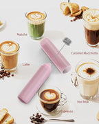 CIRCLE JOY Portable Rechargeable Milk Frother Hanheld, Dual Spring Whisk Electric Coffee Frother Wand Drink Mixer for Matcha Lattes Cappuccino, Kitchen Gifts, Pink