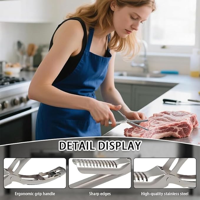 Stainless Steel Rib Membrane Removal Tool - BBQ Rib Skinner with Arc Clamp & Non-Slip Grip for Easy Membrane Removal,Kitchen Gadget for Barbecue Enthusiasts & Chefs