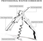 HYZ 2-Pack Wine Opener Waiter Corkscrew, Professional Wine Key for Servers, Bartender with Foil Cutter, Manual Wine Bottle Opener Double Hinged (White)
