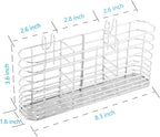 3-Compartment 304 Stainless Steel Utensil Holder | Hook Design Silverware Drying Rack | Drainage Basket for Kitchen Tableware Storage with Three Dishwashing Sponges and a Dishcloth