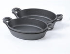 HAWOK Cast Iron Oval Casserole Dish, Au Gratin Cookware, 4 pcs