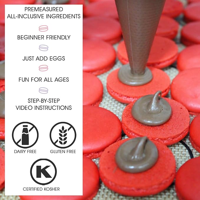 W4W Macalicious Macaron Baking Mix, DIY Bake Your Own French Macarons Kit, Includes All Dry Ingredients, Pastry Bags with Piping Tip, Template & Detailed Instructions, Great activity for Kids & Adults