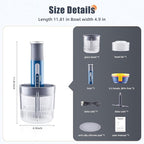 Kawu Electric Food Processor, Cordless Small Meat Grinder for Kitchen, Portable Vegetable Chopper with Glass Bowl, USB Rechargeable Meat Shredder, Mini Onion Chopper & Food Chopper Vegetable Cutter