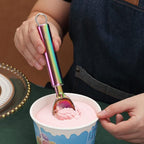 Rainbow Ice Cream Scoop, Berglander Stainless Steel Cookie Scoop Melon Baller Scooper Cones With Titanium Colorful Plating, Specialty Tools and Gadgets, Ice Cream Spoon Food Scoop Dishwasher Safe