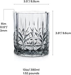 BELLAFORTE Shatterproof Tritan Plastic Short Tumbler, Set of 4, 13oz - Myrtle Beach Unbreakable Crystal Cut Old Fashioned Drinking Glasses for Party, Gifting - BPA Free - Dishwasher Safe - Smok Grey