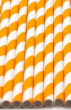 Pack of 150 Orange Swirls Biodegradable 4-Ply Paper Drinking Straws (Compostable, Non-toxic, BPA-free)