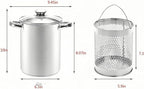Asparagus Pot Stainless Steel Steamer Cooker with Basket and Lid Pasta 16cm 4L