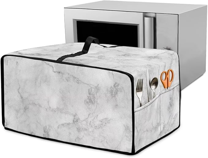 Marble Print Toaster Oven Protective Cover for Kitchen Counter, Heat-resistant Dust-proof Microwave Oven Air Fryer Cover with Storage Pockets (Large-18.5 * 22.5 * 12.99 inches)