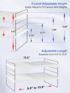 Cirhy Kitchen Wrap Organizer, Expandable Pantry Organizers and Storage, 3-Tier Foil and Plastic Wrap Organizer for Cabinet, Adjustable Shelf for Tin Foil, Ziplock Box, Saran Wrap (9.8-15.6")