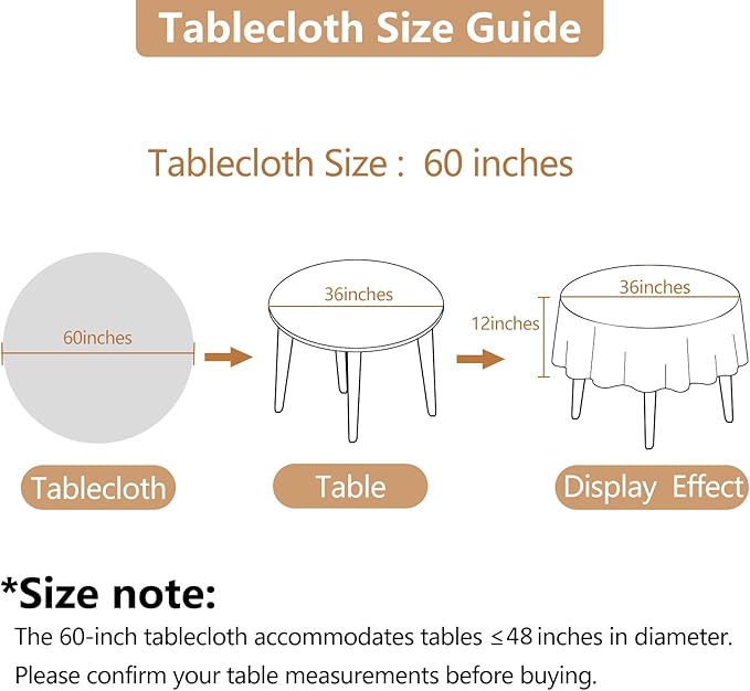 Fabric Beige 60 Inch Round Table Cloth, Faux Linen Textured Water Resistant & Wipeable Circle Tablecloth, Anti-Scratch for Dinning Kitchen Patio