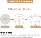 Fabric Beige 60 Inch Round Table Cloth, Faux Linen Textured Water Resistant & Wipeable Circle Tablecloth, Anti-Scratch for Dinning Kitchen Patio