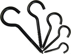 125 Pieces of Screw Cup Hook Set 5 Sizes Ceiling Small Hooks Wardrobe Decoration Hanging Accessories for Hanging Outdoor or Indoor use (0.98" 1.41" 1.57" 1.96" 2.36") (Black)