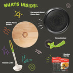 MasterChef Junior Pizza Cooking Set - 5 Pc Kit Includes Real Cookware for Kids w Recipes, Board, Roller - Make Homemade Pizza, Birthday