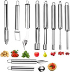 Fruit and Vegetable Corer Tool,Kitchen Fruit Carving Knife, Multi-Function Stainless Corer and Pitter Remover Set for Apple, Pear, Cherry, Jujube, Red Dates, Chili,Potato, Watermelon（10 Pcs）