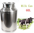 304 Stainless Steel Milk Can Large 12L-60L Capacity Milk Bucket Ice Buckets Bar Tools Wine Pail Bucket Milk Can Tote Jug with Sealed Lid Heavy Duty for Milk and Wine Liquid Storage (60L)