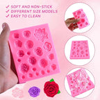 OBTANIM Silicone 21 Cavity Rose Flower Fondant Mold Cake Cupcake Top Decoration Mould for Chocolate Handmade Candy