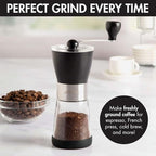 Primula Manual Adjustable Burr Coffee Grinder - Ceramic Mill & Brushed Stainless Steel Body - Whole Bean for French Press, Cold Brew, Espresso, Camping, And More