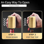 Automatic Beer Bottle Opener with Magnetic Cap, Stainless Steel One-Handed Lid Opening Spring Loaded Push&Pop Bottle Opener for Home Bars Picnic Camping Hiking（2PCS）