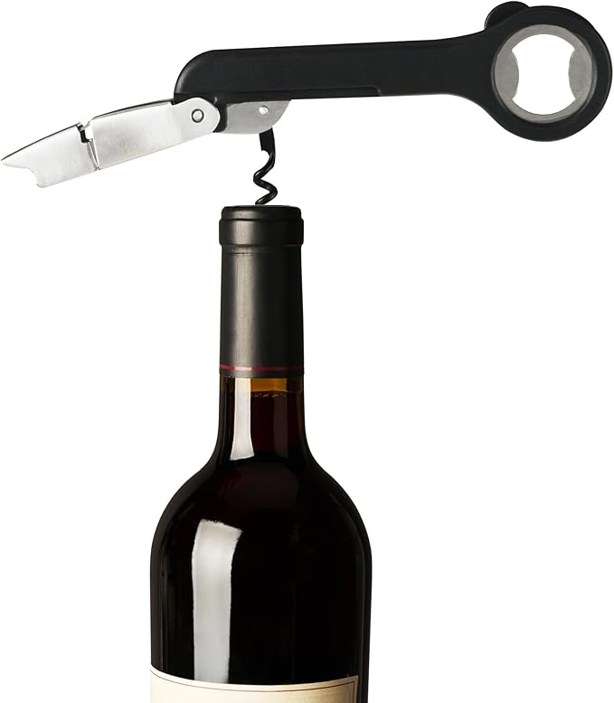 Innovine Waiters Corkscrew Wine Opener, Durable Stainless Steel with Built-in Bottle Opener and 3-Blade Foil Cutter for Bartenders, Home Bar, Kitchen, Outdoor Party, Gifts for Wine Lovers, Set of 1