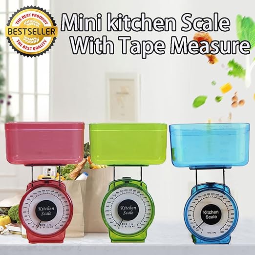 Kitchen Scale Food Baking Mechanical Dial Compact Bowl Cook Bake 1kg Vintage Retro Look Kitchen Food Mechanical Scale Tool Analog Dial Removable Bowl（Blue）