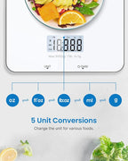 RENPHO Food Scale with Nutritional Calculator, Digital Kitchen Scale for Weight Loss, Smart Food Weight Scale with App for Macro Keto Calorie Cooking, Grams and Ounces, White, 11lb/5kg