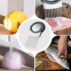 Onion Holder for Slicing, Stainless Steel Onion Slicing Rack, 2026 Upgraded Slicer, Lemon Slicer Vegetable Cutter, Home Kitchen Tools, Fruit, Lemon Slice Aids (2pc)