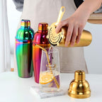 Cocktail Shaker Martini Shaker Set, Stainless Steel Bar & Wine Tools, 24 OZ Bartender Kit, Drink Mixer, Built-In Strainer For Home Bars Parties(Magenta)