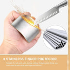 8pcs Stainless Steel Finger Protector Set for Kitchen Cutting and Chopping, Vegetable Cutter Finger Guards, Food Safety Hand Shield Tools for Cooking and Food Preparation