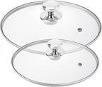 Glass Lid for Pots and Pans, 10.25 and 12 inch Cookware Cover Lid Replacement Set 2 Pcs