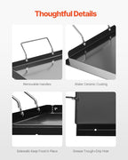 VEVOR Carbon Steel Griddle, 32x14 inch Universal Flat Top Rectangular Plate, Gas Grill Griddle for BBQ Grill, Teppanyaki, Portable Family Cookware with Handle, for Camping Tailgating Party