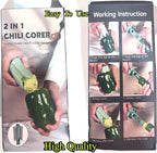 Pepper Seed Corer Remover Tool,2 in1 Efficient Bell Pepper Corer,Jalapeno Pepper Cutter Deseeder,Quick Cutting& Deseeding Pepper Seed Remover Tool, Kitchen Gadget Tool for Fruit Vegetables (Green)