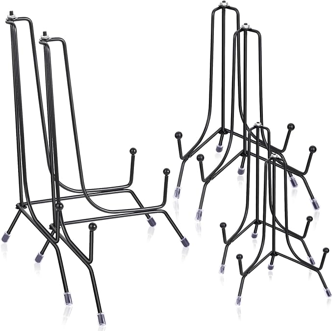6-Pack Upgraded Anti-Slip Plate Stands for Display, 4/6/8 Inch Decorative Iron Plate Holders, Easel, Frame, Book, Card, Plaque, Picture Display Stands