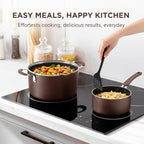 NutriChef 14-Piece Nonstick Brown Cookware Set - Scratch-Resistant Kitchen Pots and Pans with Lids & Utensils, For All Cooktops - NCCW14SBR
