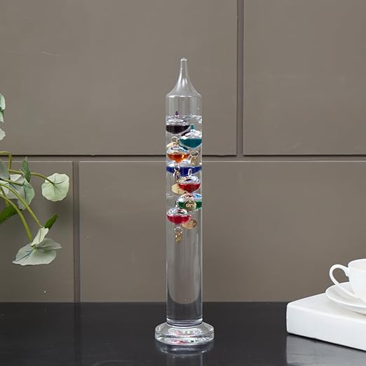 15 inch Galileo Thermometer with 7 Multi Colored Balls with Gold Tags from 60ºF to 84ºF Galileo Thermometer Gorgeous Gift for Family or Friends Present Home, Office Indoor and Outdoor Décor
