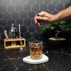 Premium Cocktail Shaker Set with Bamboo Stand, 4-Piece Bar Tools Kit, Stainless Steel Bartender Set with Shaker, Jigger, Mixing Spoon, and Strainer