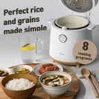 BANU Small Mini Rice Cooker Low Carb, Reduce Sugar, Keto Friendly 3 Cups (white rice), 1 Cup (Low carb rice), Keep Warm 24 Hours Preset For White, Brown Rice, Soup, Cake (BLACK)