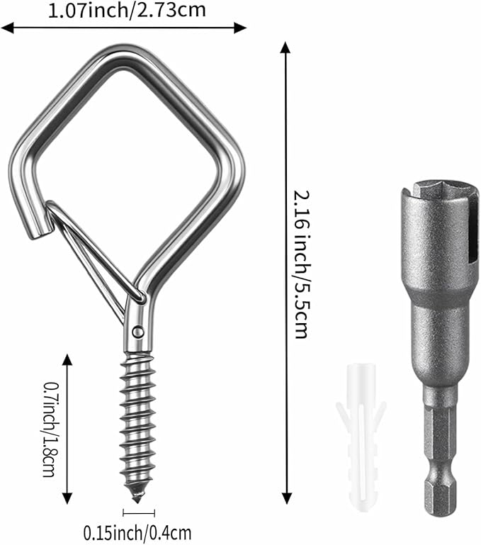 100 Pcs 304 Stainless Steel Eye Screw Hooks for Hanging Heavy Duty.Windproof Ceiling Hooks for Hanging Plants,Cup,Wind Chime,Bird Feeders,Christmas String Lights at Indoor&Outdoor 2.2 Inch