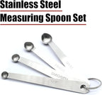 Luomorgo 4 Pc Set Measuring Spoons - Stainless Steel, 1/64, 1/32, 1/16, 1/8 tsp for Dry & Liquid Ingredients