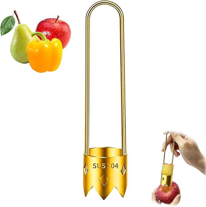 Red Bell Pepper Corer & Jalapeno Corer Tool, 304 Stainless Steel Vegetable Corer for Apple Tomato Pineapple, Ergonomic Non-Slip Handle Kitchen Gadgets, Seed Remover for Stuffed Peppers