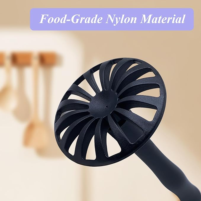 Potato Masher, Foldable Nylon Mashed Potato Masher for Non-Stick Cookware, Non-Scratch Food Masher Kitchen Tool and Gadgets, Smasher Kitchen Utensils for Potato, Bean, Vegetable, Fruit, Avocado