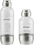 PET Stainless Steel Reusable Soda Maker Bottle, BPA-Free and Non-Toxic, Compatible with Airosia Soda Machine (1L and 0.5L)
