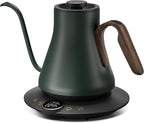 INTASTING Gooseneck Electric Kettle with ±1℉ Temperature Control for Pour Over Coffee & Tea, Quick Heating, BPA-Free Stainless Steel, Built-in Brew Timer, 1500W/0.9L (Forest Green)