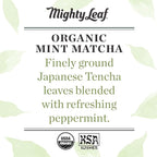 Mighty Leaf Tea, Organic Mint Matcha Green Tea Powder, 1.5 Ounce Tin, 100% Japanese Matcha, Unsweetened