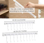 Utility Slide Rail Hook,Under Cabinet Kitchen No Punching Hooks for Hanging Utensil,Bathroom Bedroom Office Wall Door Rack with 10 Hooks,15.7 and 11.8 Inches,2Pieces